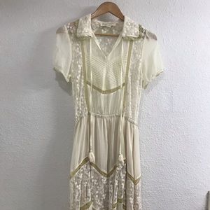 Champagne & Strawberry Sheer Lace Maxi Dress